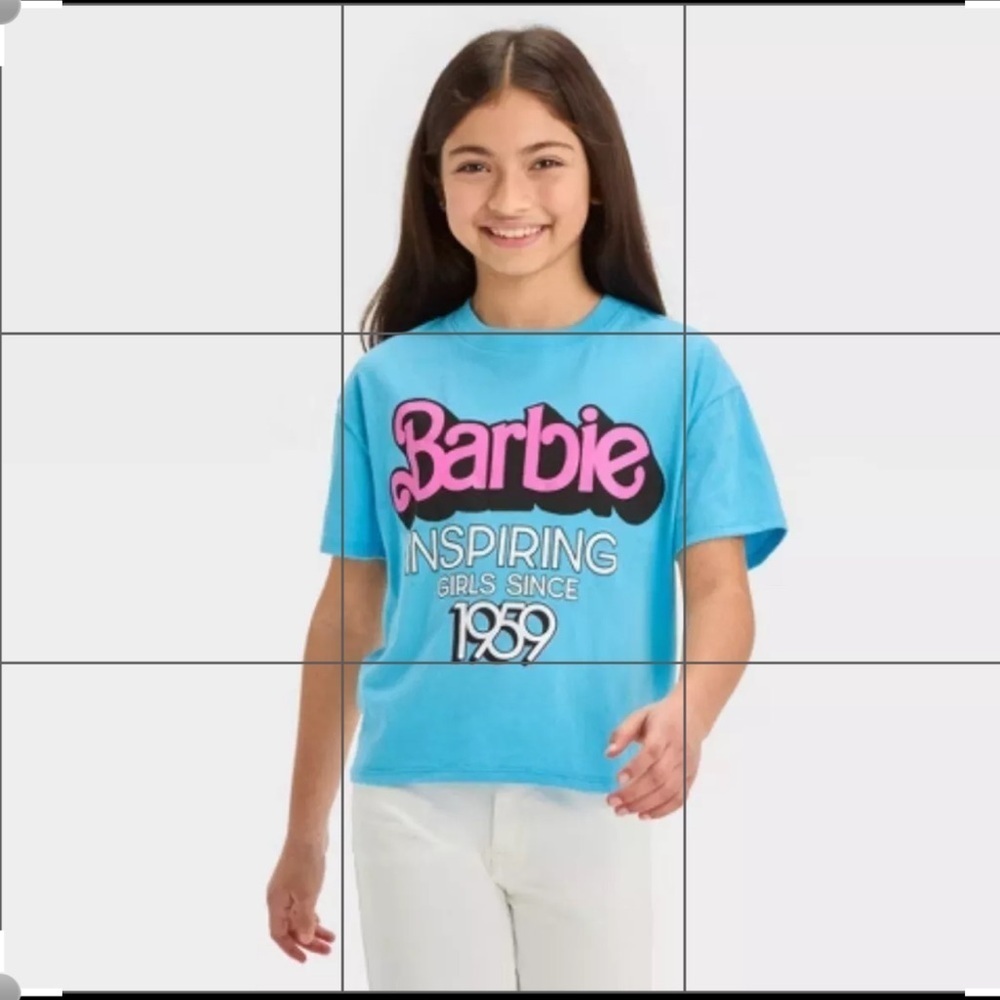 Barbie Inspiring Girls Since 1959 Girls XL- Cropped Too Tee Turquoise - Picture 2 of 8
